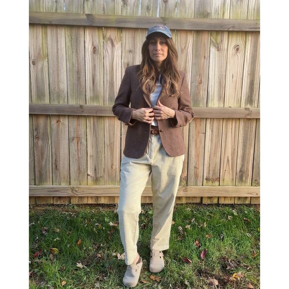 Vintage Wool Silk Tweed Blazer Brown Herringbone Jacket Made in Japan - Picture 6 of 9